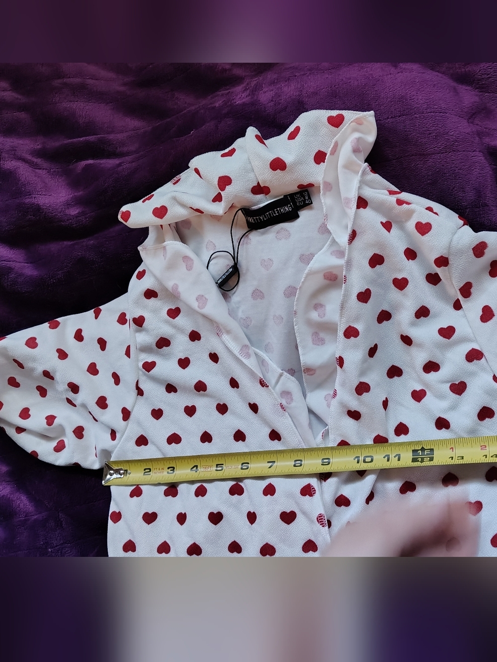 Pretty Little Things | NWT |White Mini Heart Wrap Dress – Size 12❤️ - Picture 11 of 12